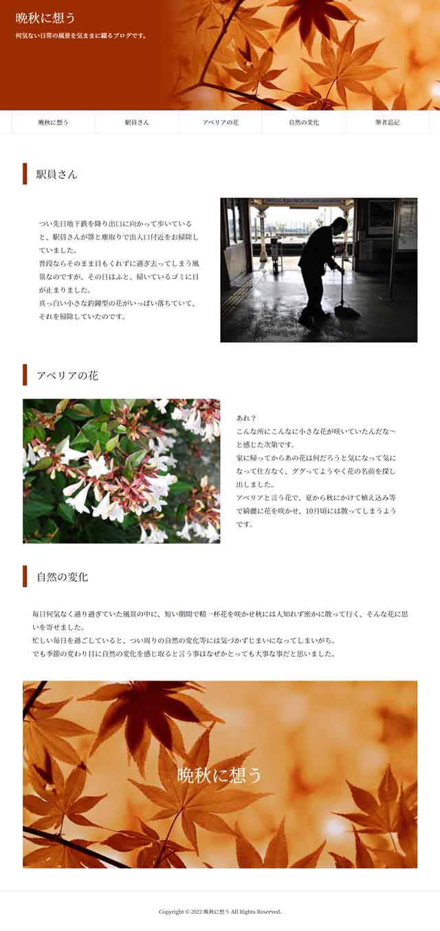 晩秋に想う-制作課題アレンジ版のウェブサイト画像
